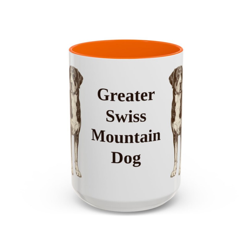 15oz-greater-swiss-mountain-dog-mug-orange 15oz Greater Swiss Mountain Dog Mug, Orange, front view