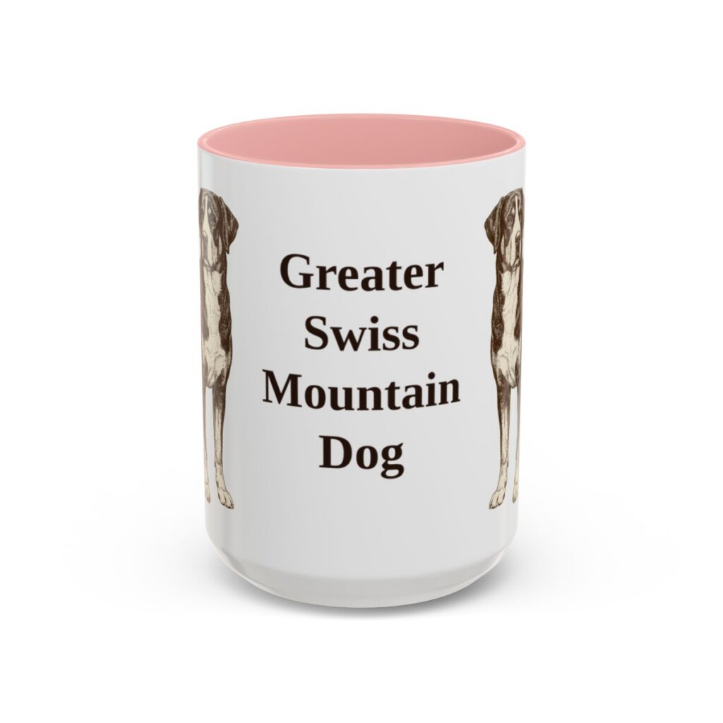 15oz-greater-swiss-mountain-dog-mug-pink 15oz Greater Swiss Mountain Dog Mug, Pink, front view