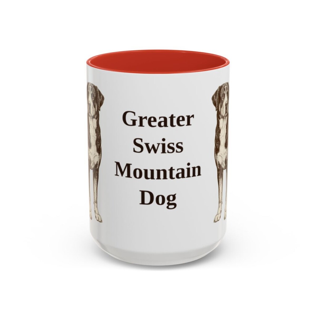 15oz-greater-swiss-mountain-dog-mug-red 15oz Greater Swiss Mountain Dog Mug, Red, front view