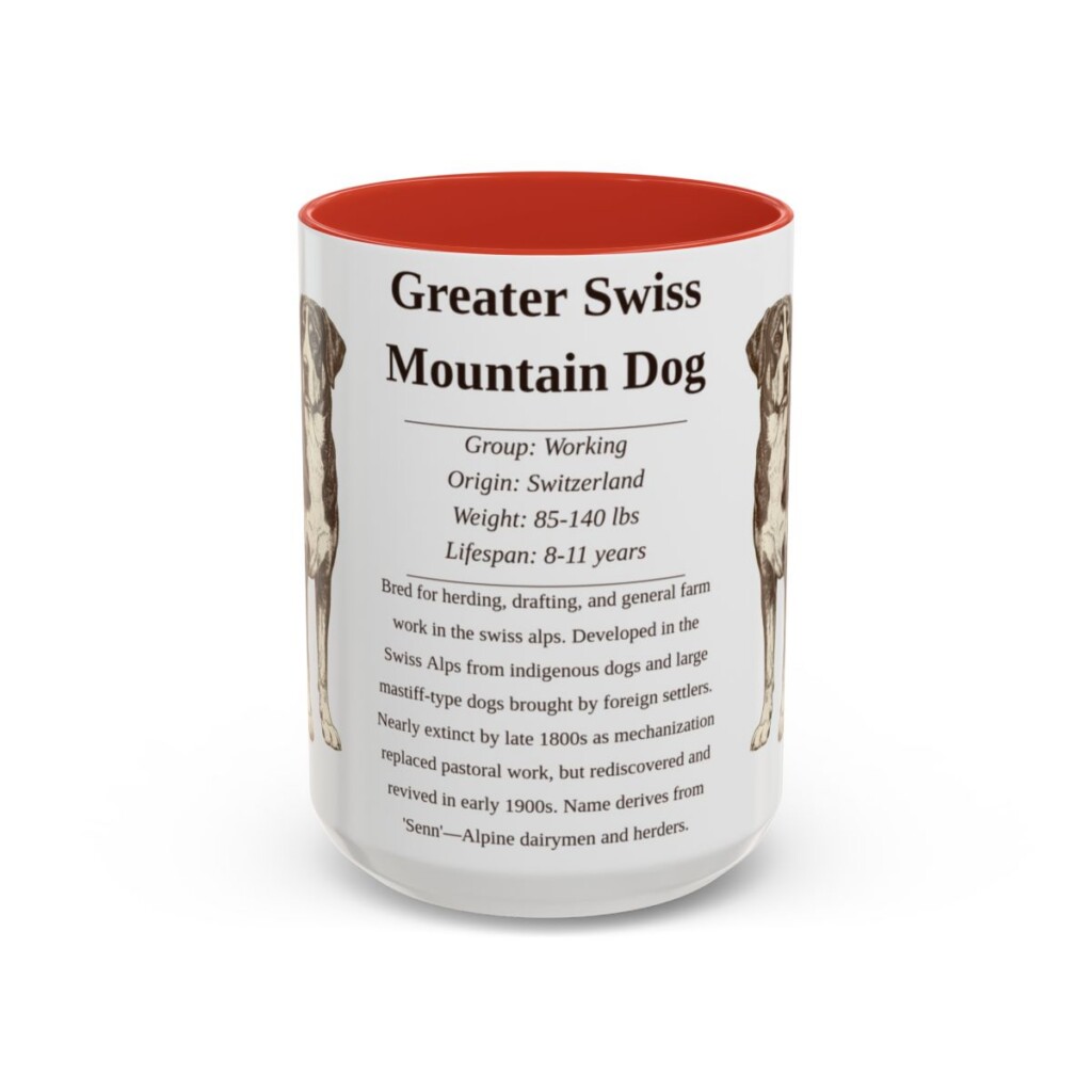 15oz-greater-swiss-mountain-dog-mug-writeup-red 15oz Greater Swiss Mountain Dog Mug, Red, front view