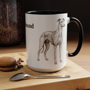 15oz Greyhound Mug, Black, lifestyle photo