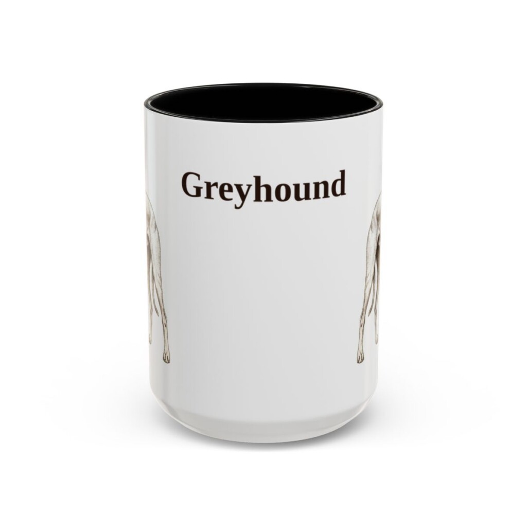 15oz Greyhound Mug, Black, front view