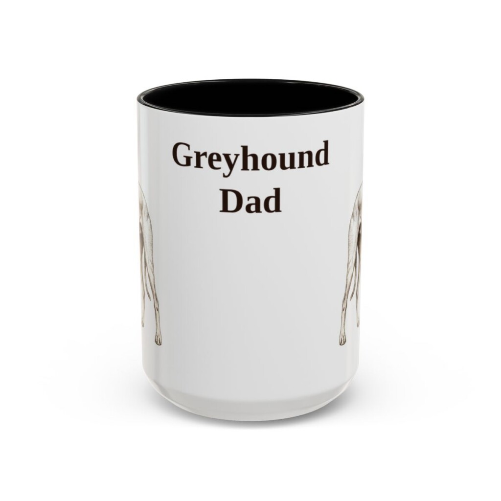 15oz Greyhound Dog Dad Mug, Black, front view