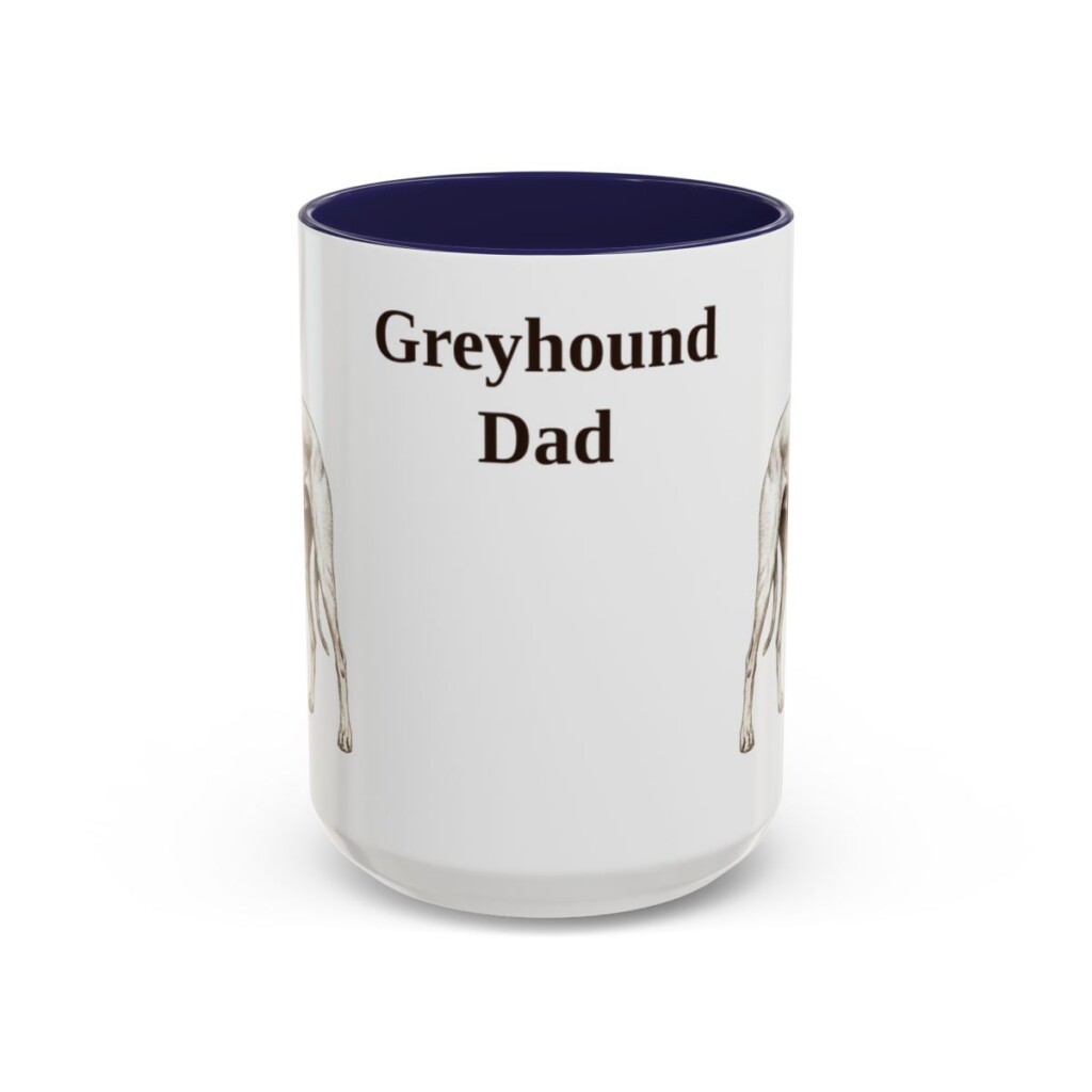 15oz Greyhound Dog Dad Mug, Navy, front view