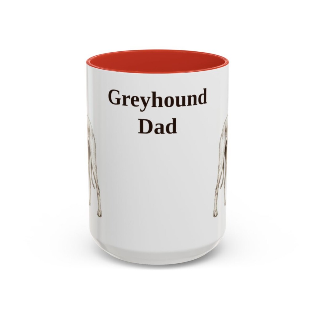 15oz Greyhound Dog Dad Mug, Red, front view