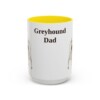 15oz Greyhound Dog Dad Mug, Yellow, front view