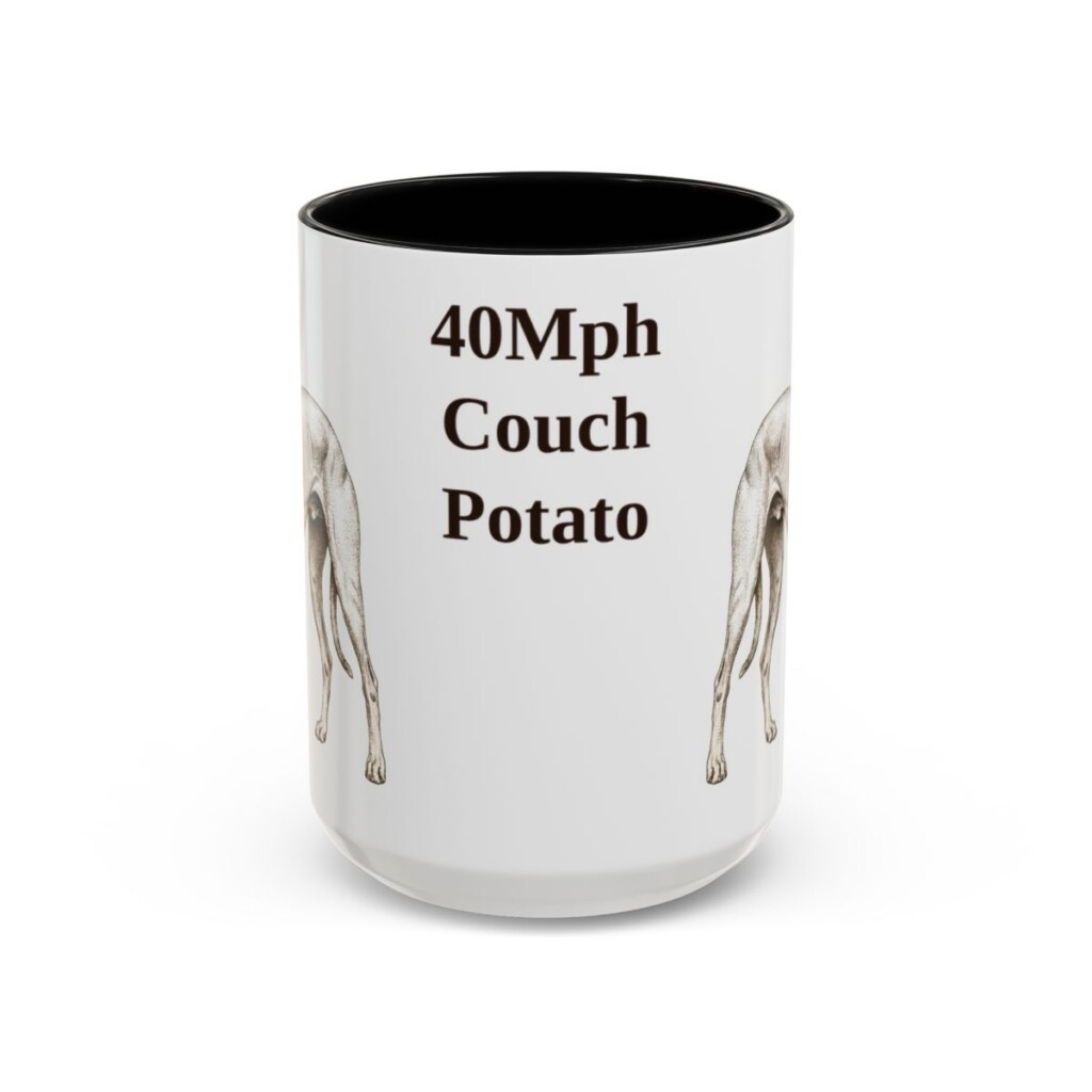 15oz Funny Greyhound Mug, Black, front view