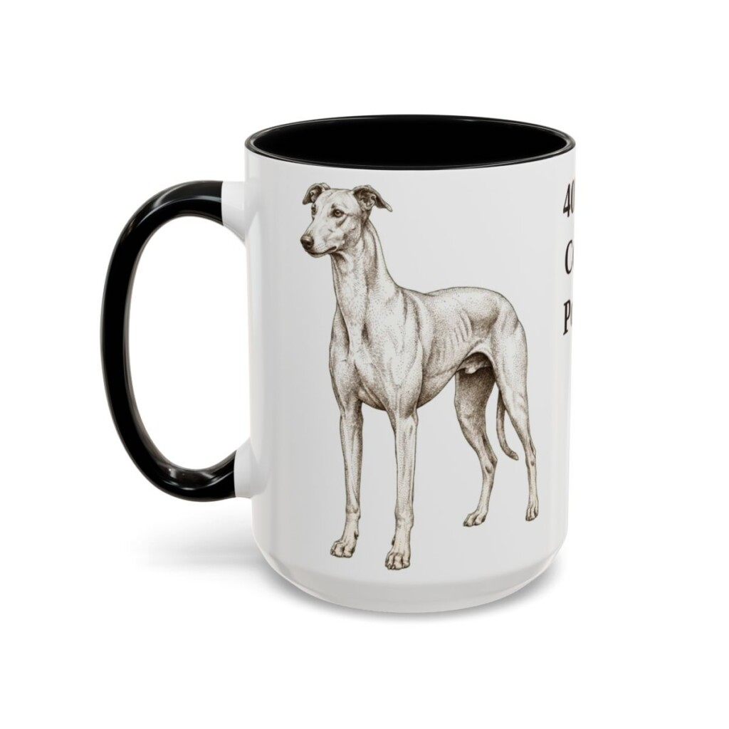15oz Funny Greyhound Mug, Black, left side view