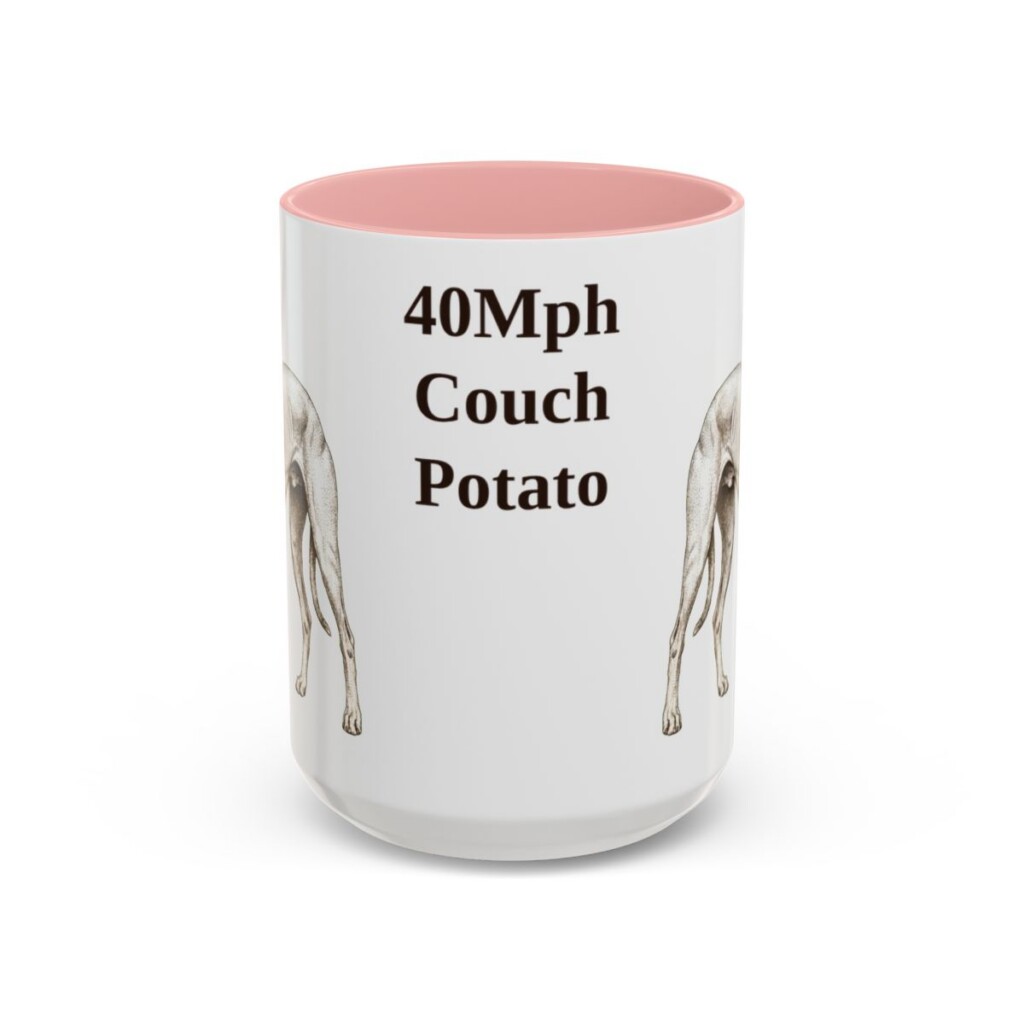 15oz Funny Greyhound Mug, Pink, front view