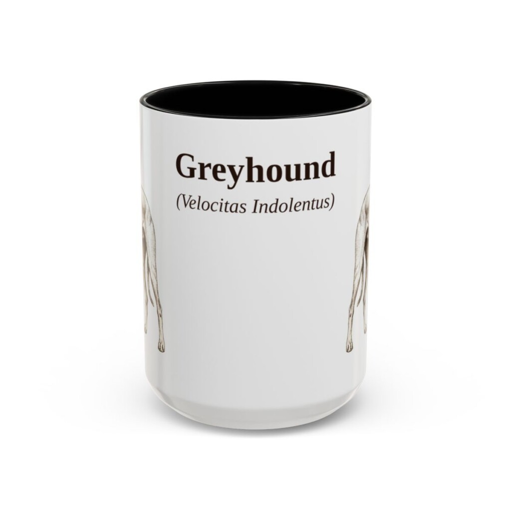 15oz Greyhound Latin Mug, Black, front view