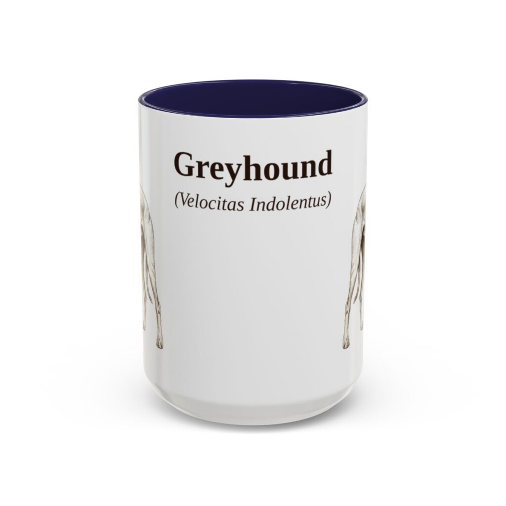 15oz Greyhound Latin Mug, Navy, front view