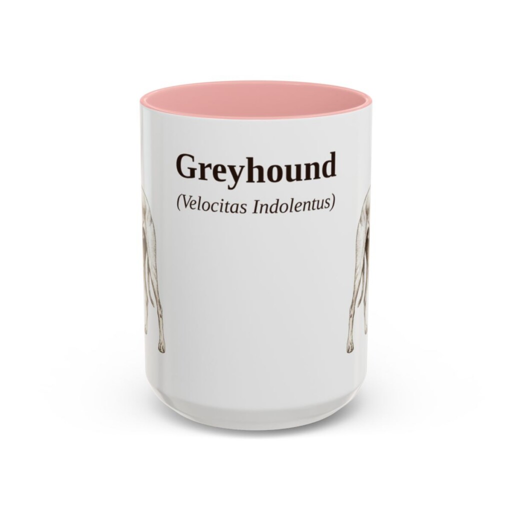 15oz Greyhound Latin Mug, Pink, front view