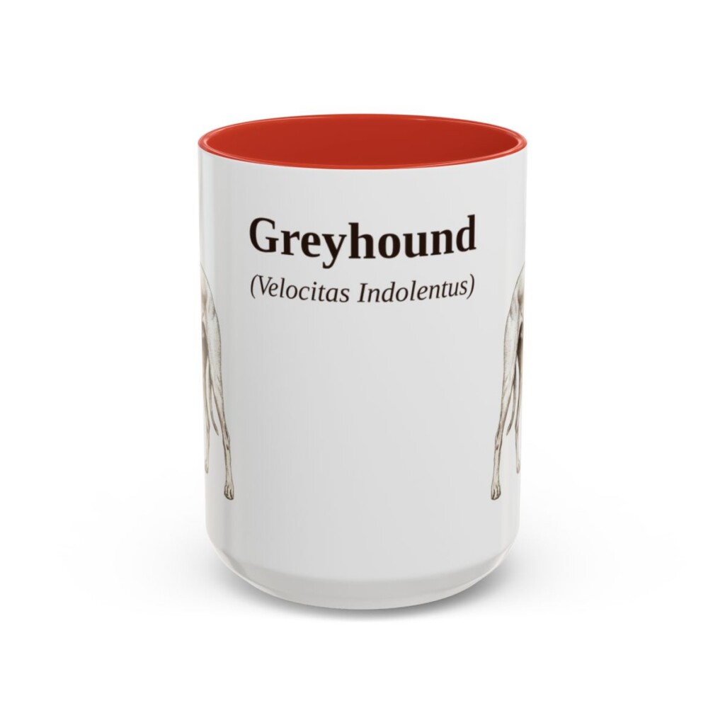 15oz Greyhound Latin Mug, Red, front view