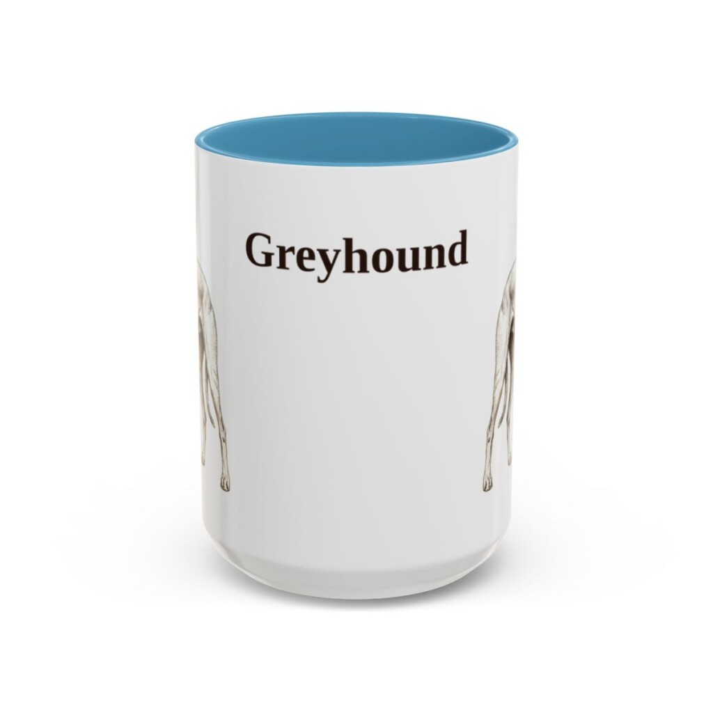 15oz Greyhound Mug, Light Blue, front view