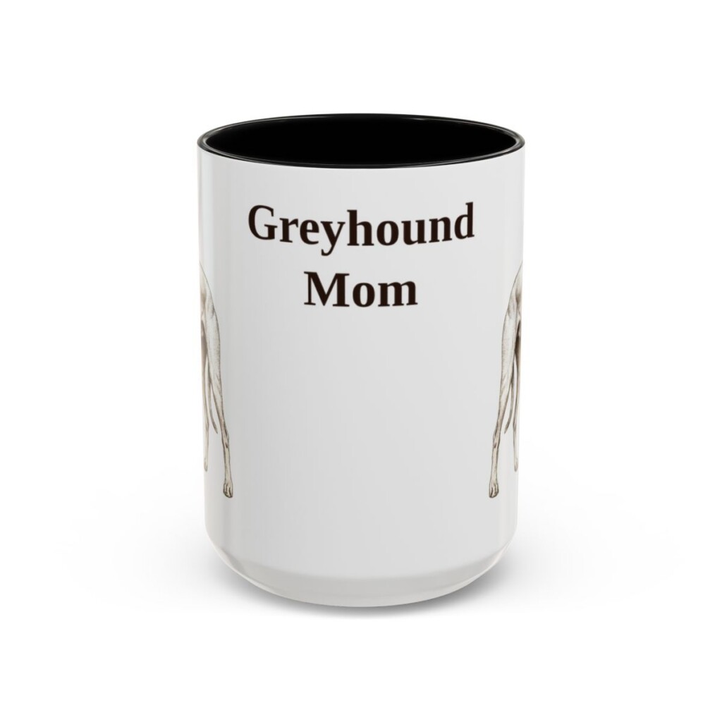 15oz Greyhound Dog Mom Mug, Black, front view