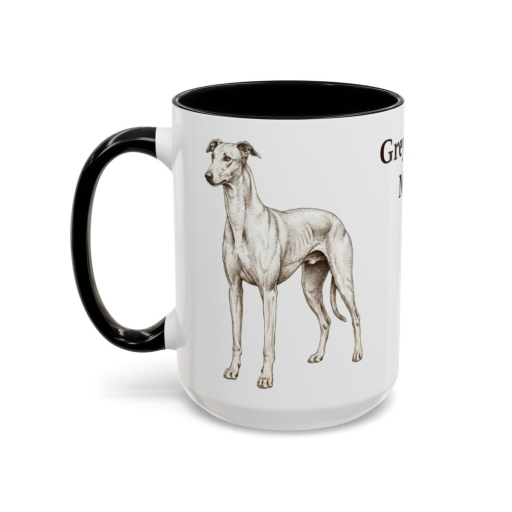 15oz Greyhound Dog Mom Mug, Black, left side view