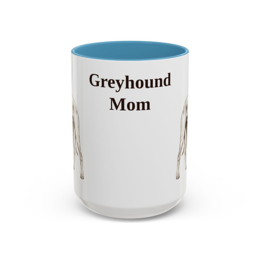 15oz Greyhound Dog Mom Mug, Light Blue, front view