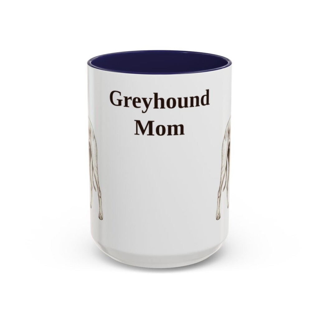 15oz Greyhound Dog Mom Mug, Navy, front view