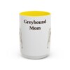 15oz Greyhound Dog Mom Mug, Yellow, front view