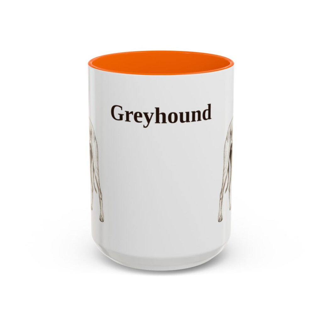 15oz Greyhound Mug, Orange, front view