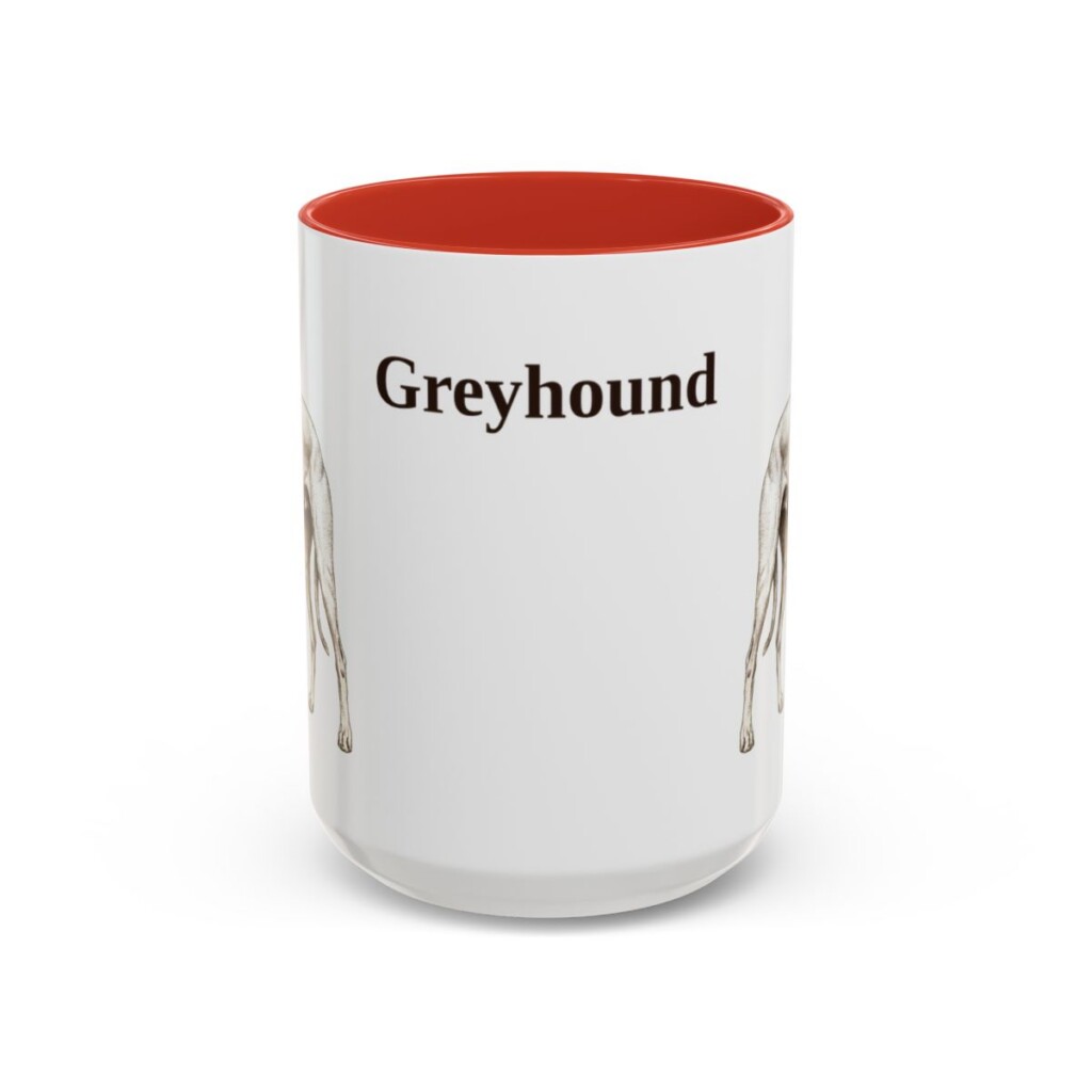 15oz Greyhound Mug, Red, front view