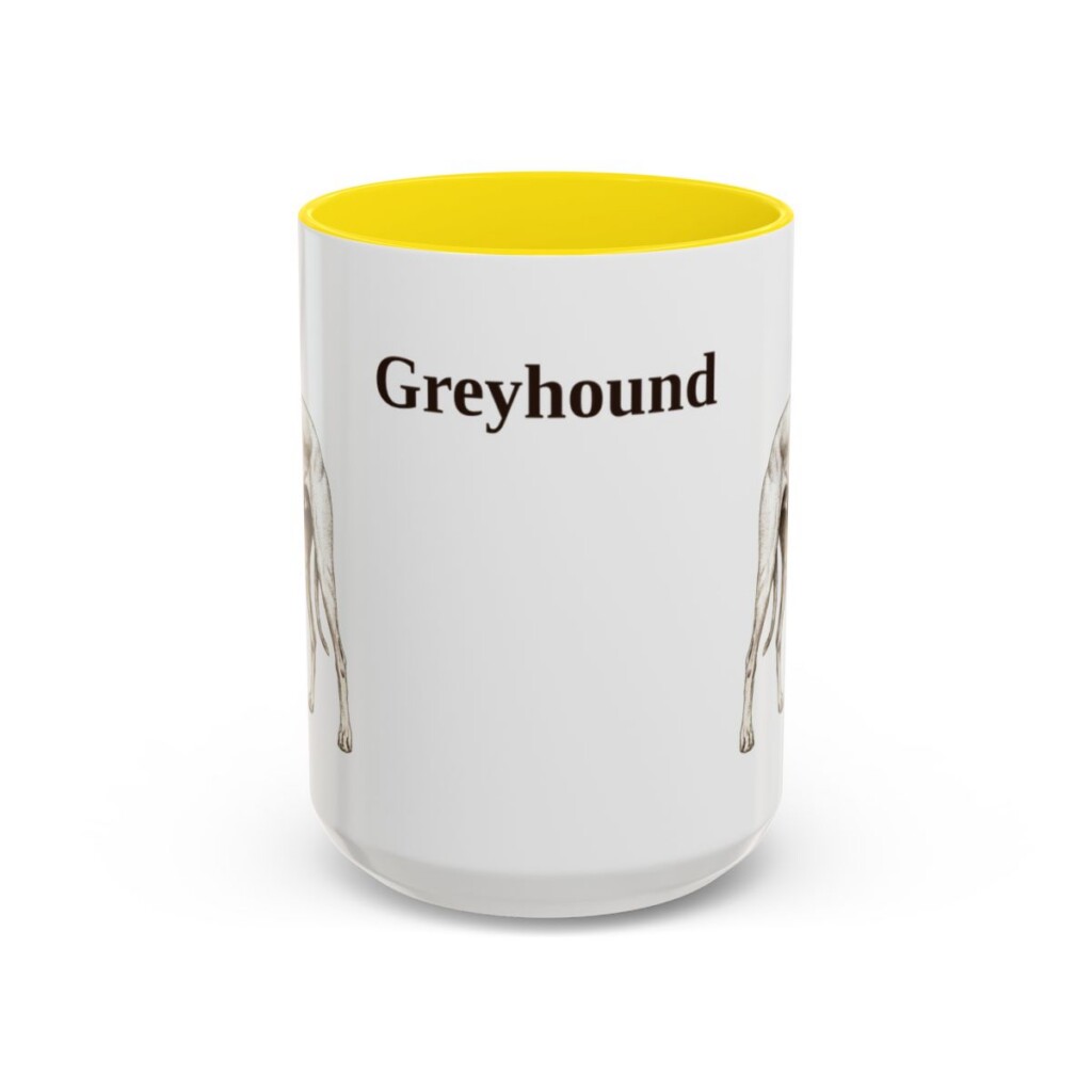 15oz Greyhound Mug, Yellow, front view
