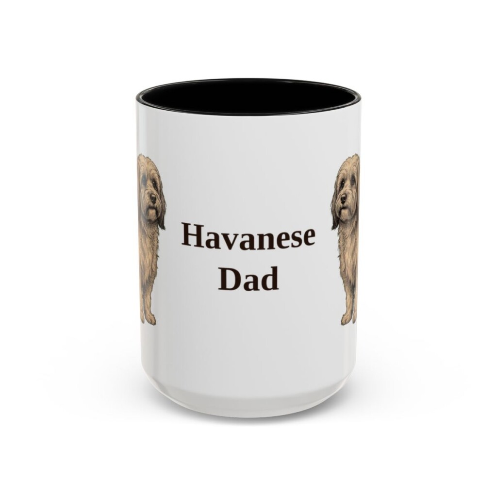 15oz Havanese Dog Dad Mug, Black, front view