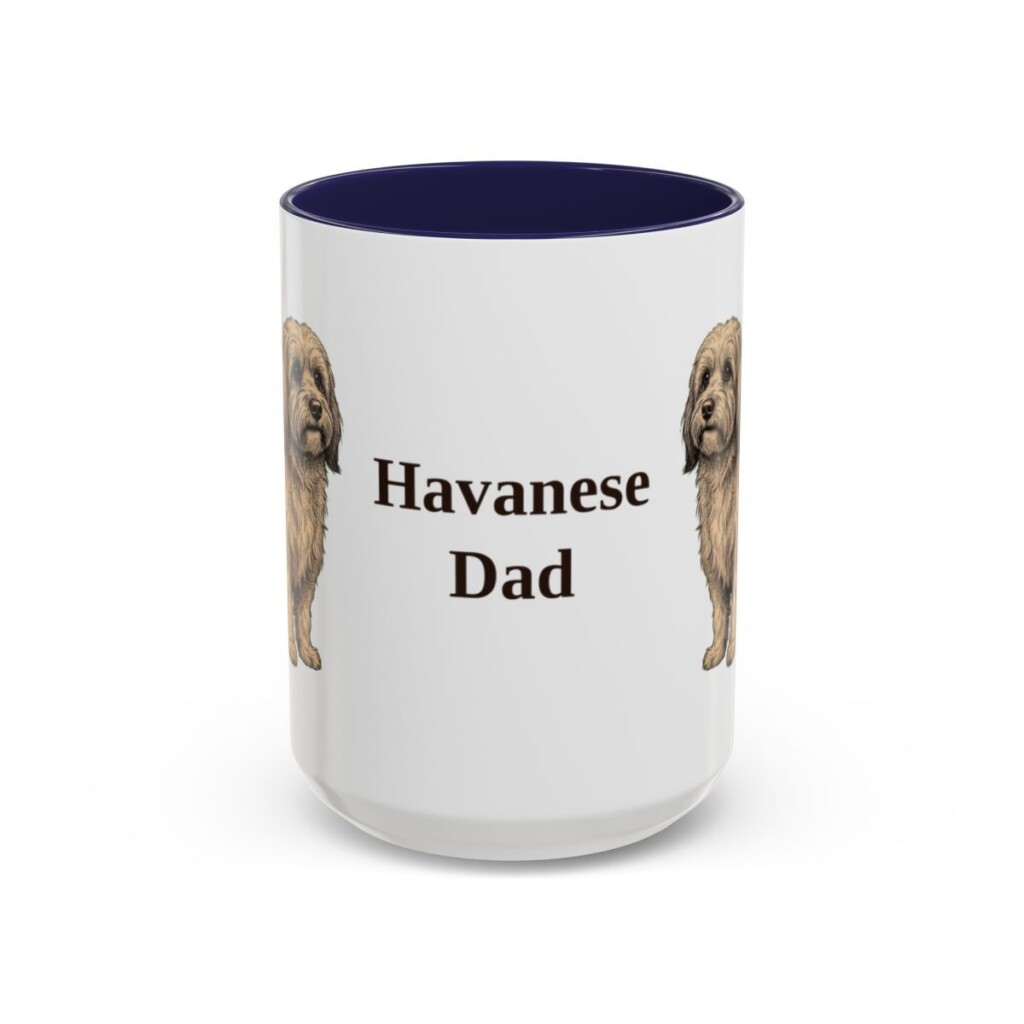 15oz Havanese Dog Dad Mug, Navy, front view