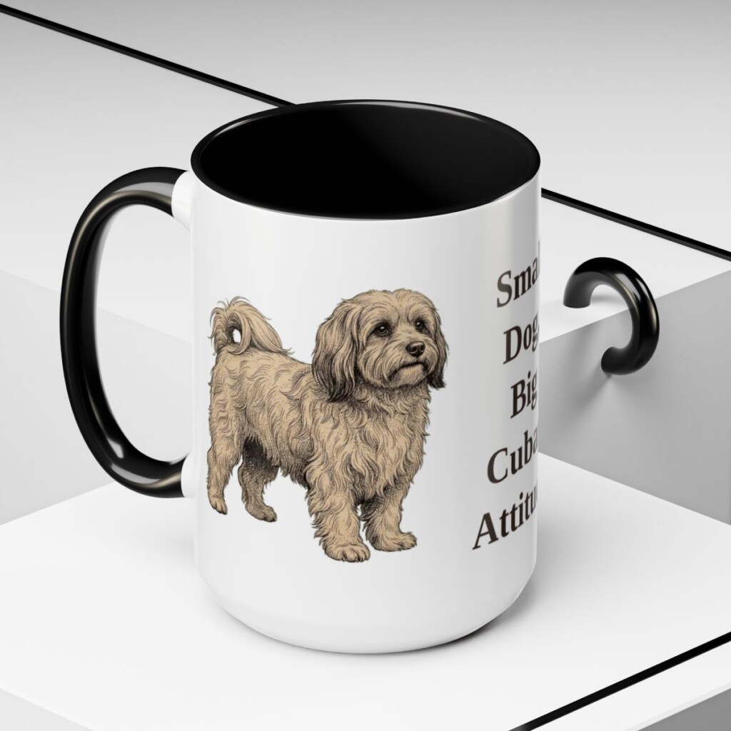 15oz-havanese-mug-humor-black-context-2 15oz Funny Havanese Mug, Black, lifestyle photo
