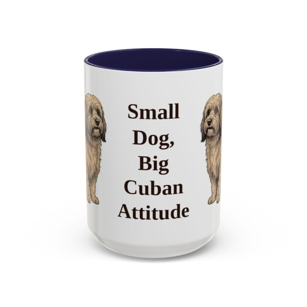 15oz-havanese-mug-humor-navy 15oz Funny Havanese Mug, Navy, front view