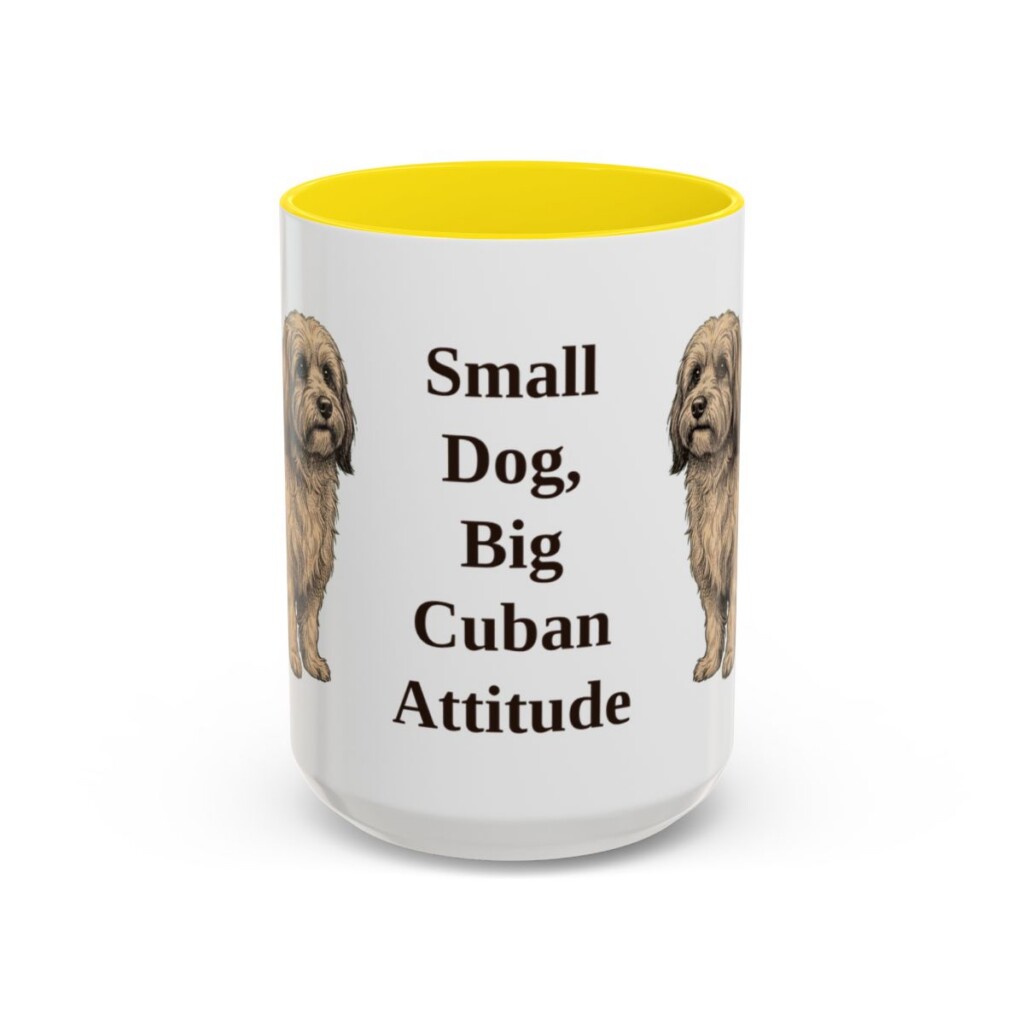 15oz-havanese-mug-humor-yellow 15oz Funny Havanese Mug, Yellow, front view