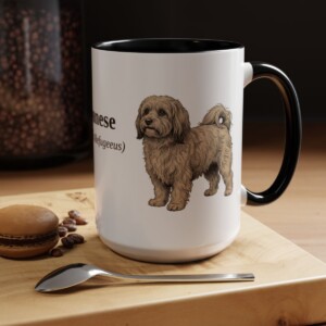 15oz Havanese Latin Mug, Black, lifestyle photo