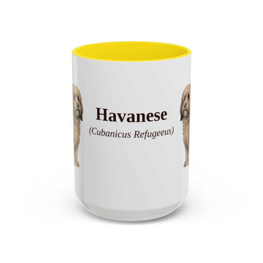 15oz-havanese-mug-latin-yellow 15oz Havanese Latin Mug, Yellow, front view