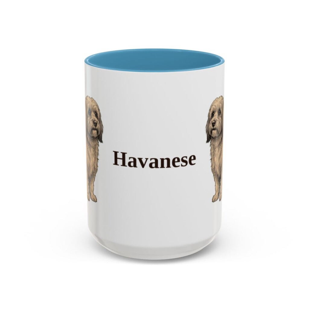 15oz Havanese Mug, Light Blue, front view