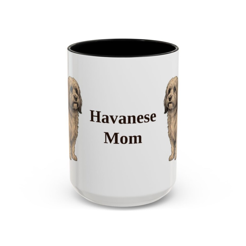 15oz Havanese Dog Mom Mug, Black, front view
