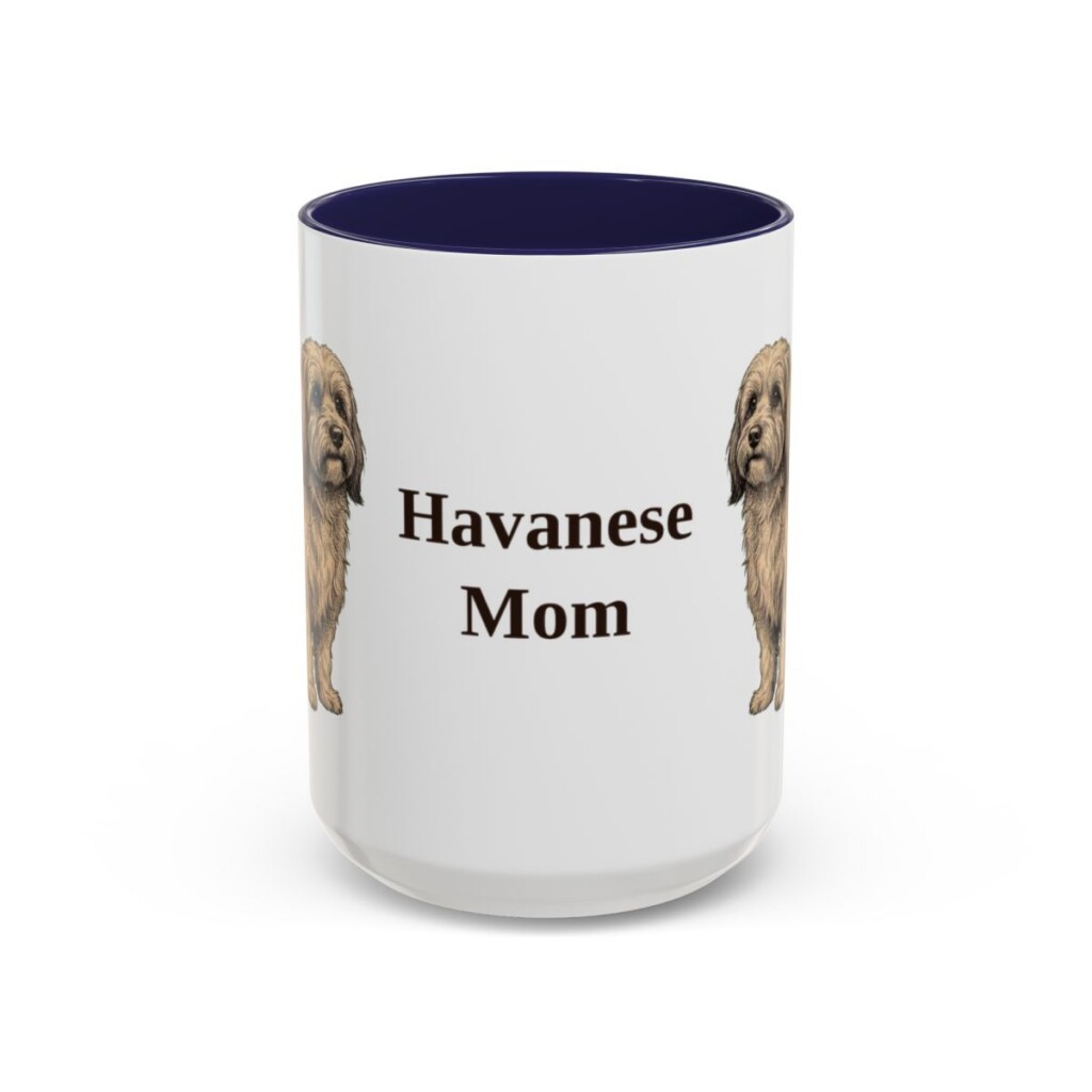 15oz Havanese Dog Mom Mug, Navy, front view