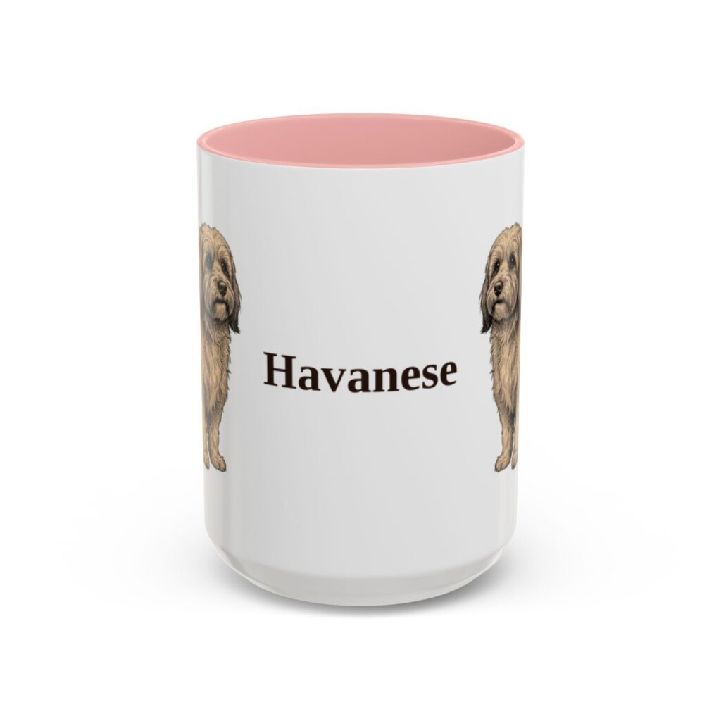 15oz Havanese Mug, Pink, front view