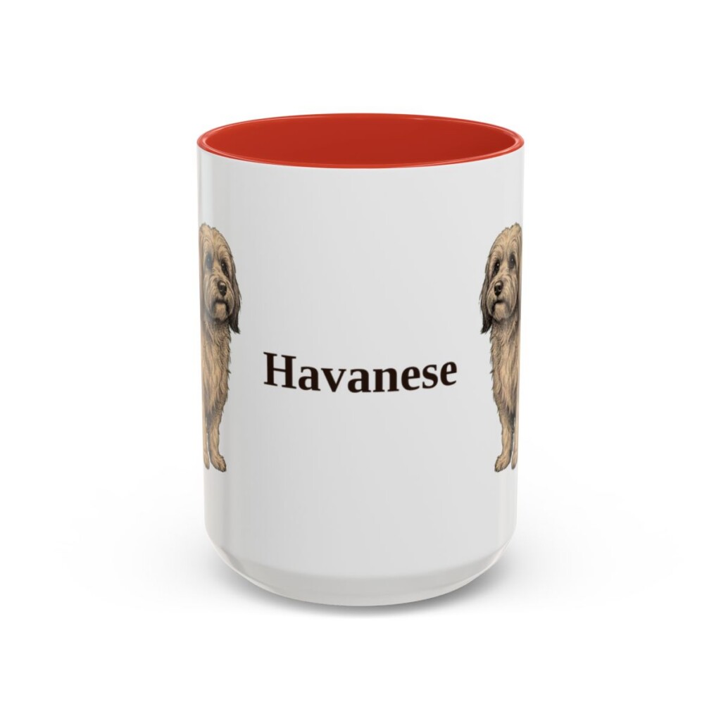15oz Havanese Mug, Red, front view