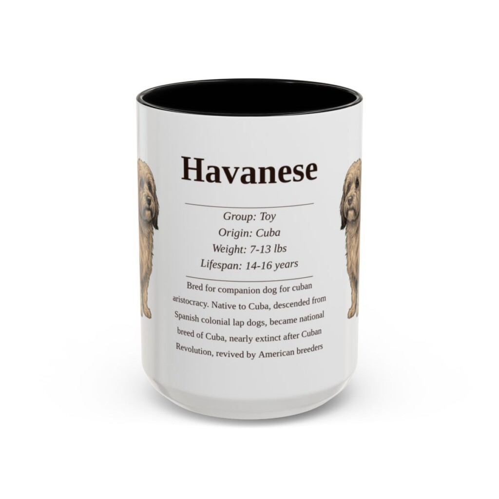 15oz Havanese Mug, Black, front view