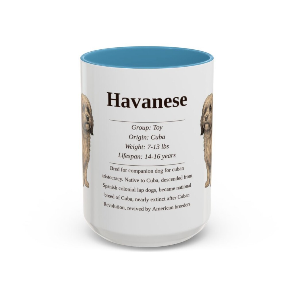 15oz Havanese Mug, Light Blue, front view