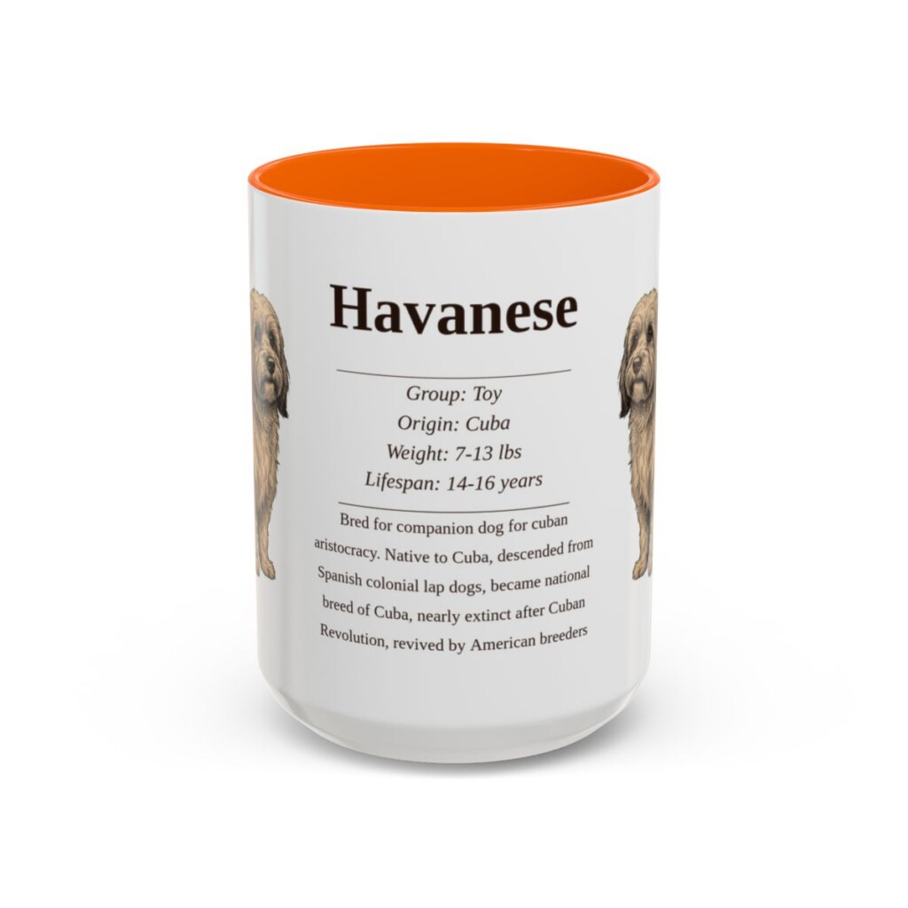 15oz Havanese Mug, Orange, front view