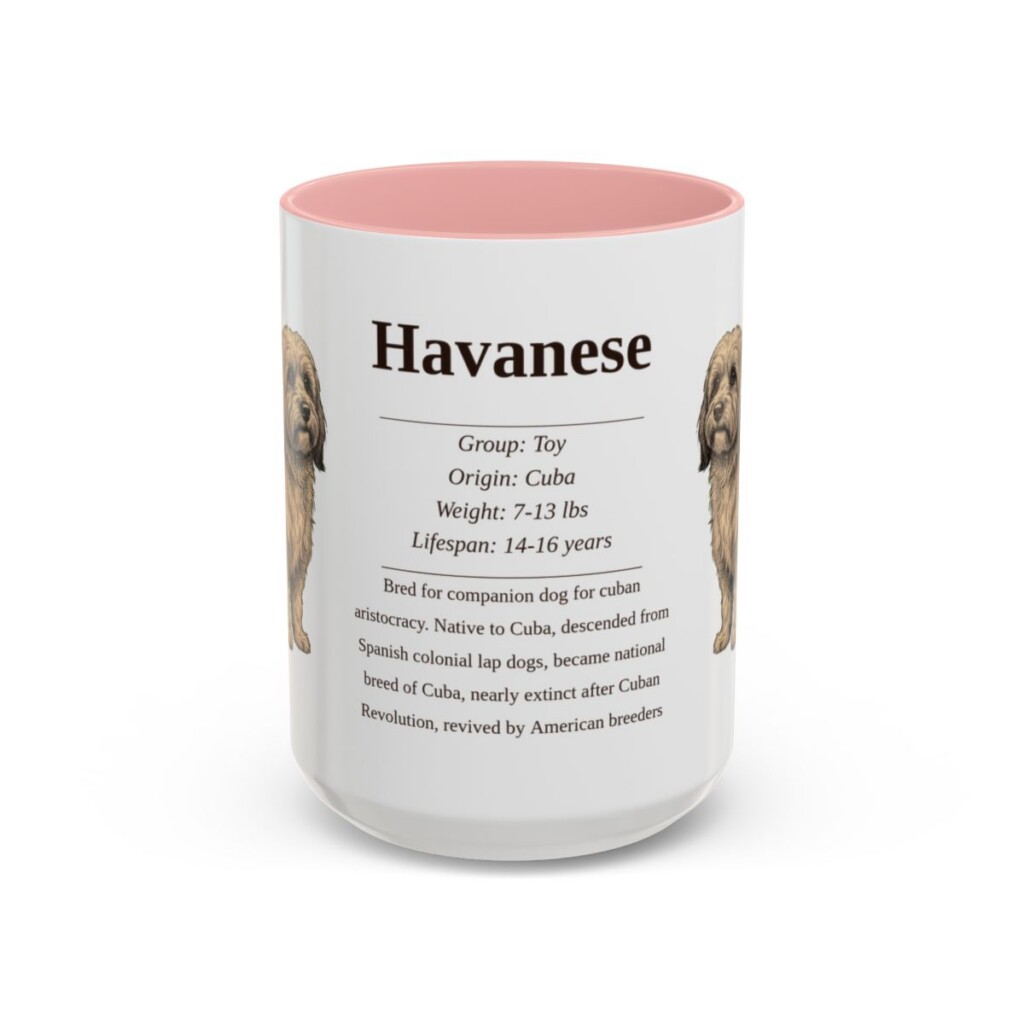 15oz Havanese Mug, Pink, front view