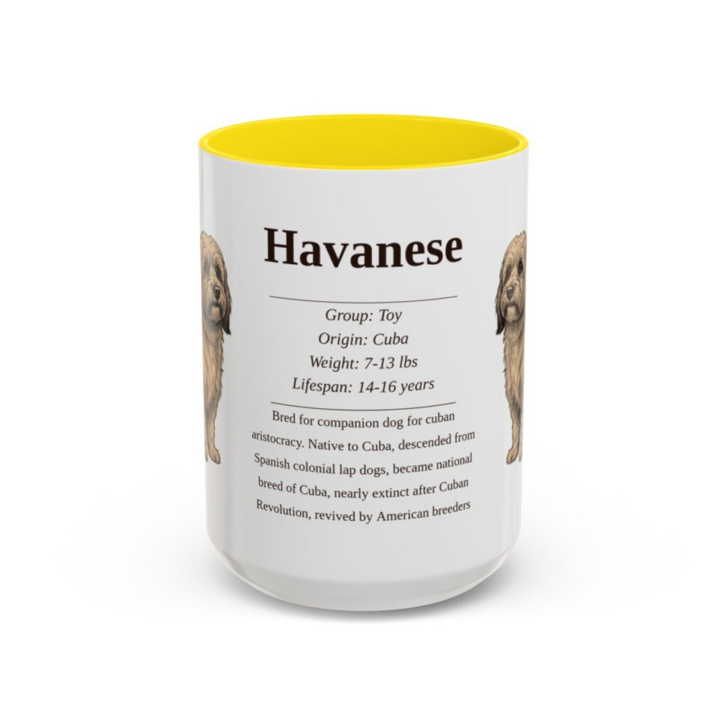 15oz Havanese Mug, Yellow, front view