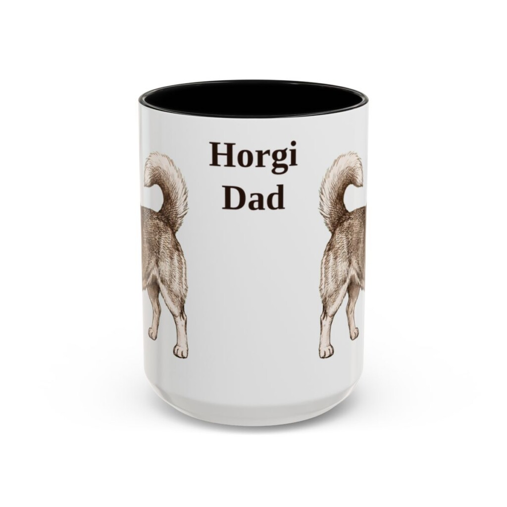 15oz Horgi Dog Dad Mug, Black, front view