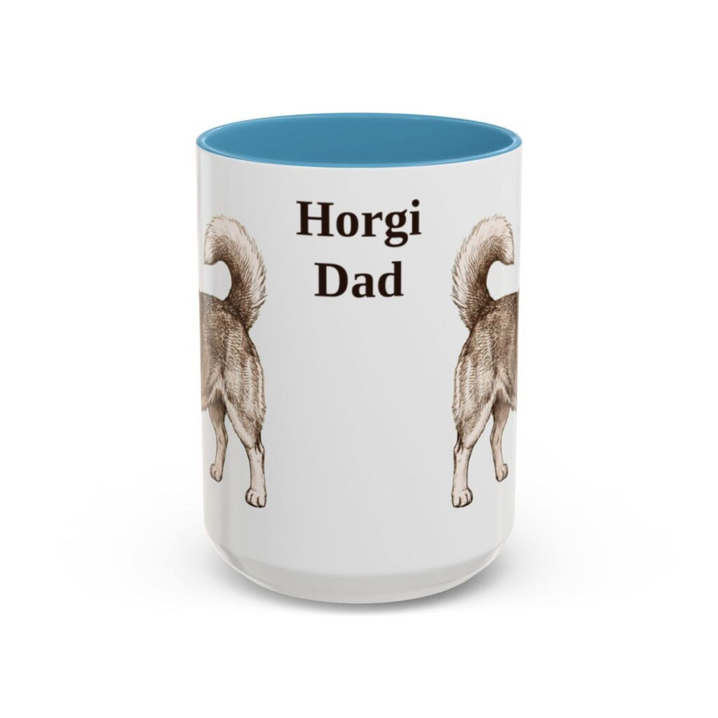 15oz Horgi Dog Dad Mug, Light Blue, front view