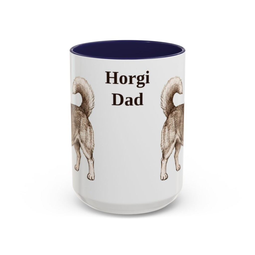 15oz Horgi Dog Dad Mug, Navy, front view
