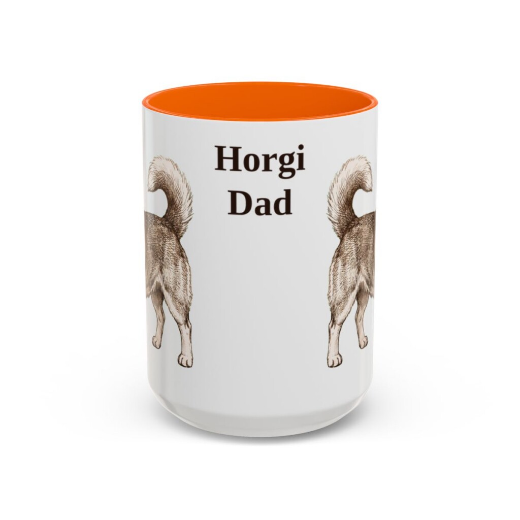 15oz Horgi Dog Dad Mug, Orange, front view
