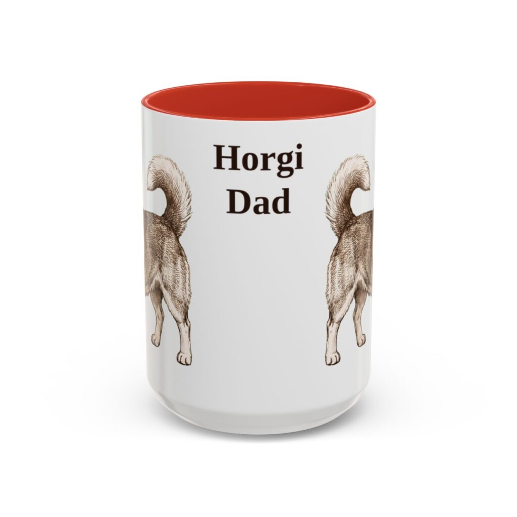 15oz Horgi Dog Dad Mug, Red, front view