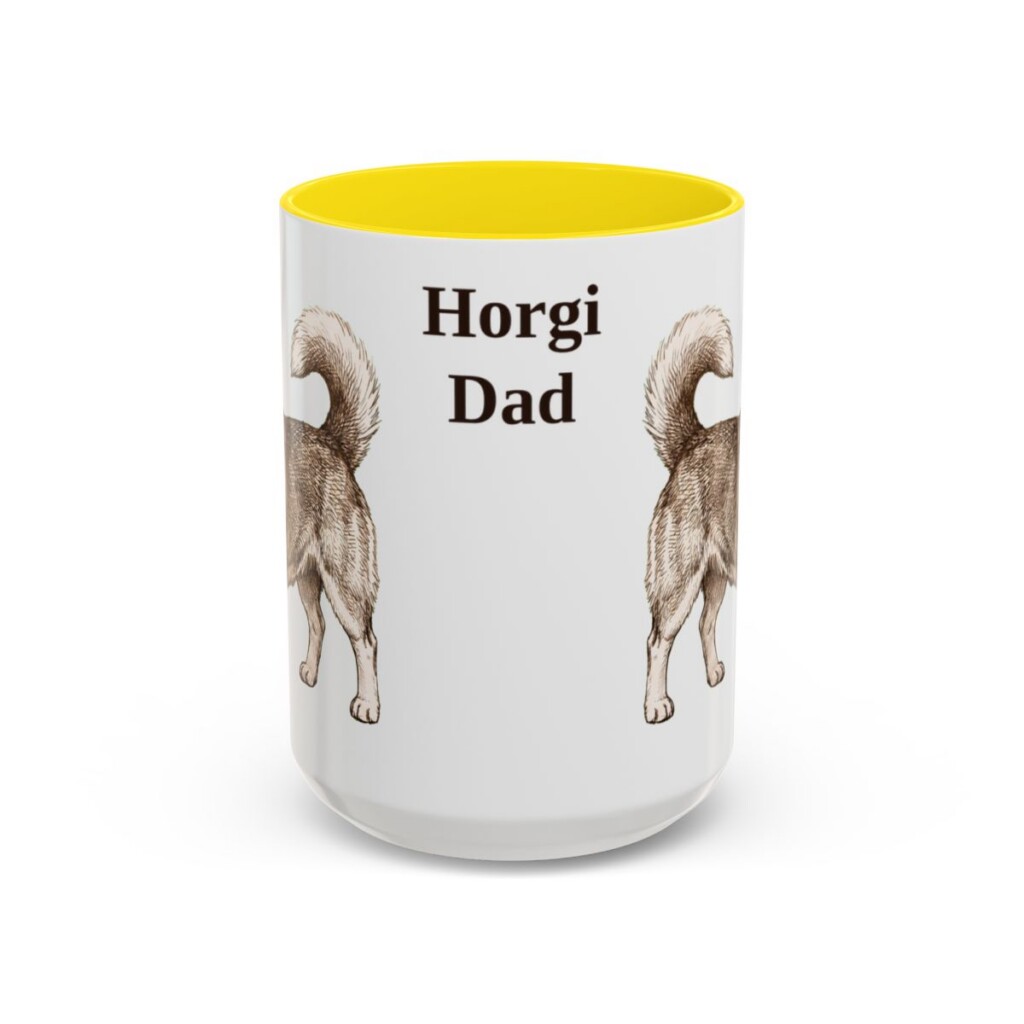 15oz Horgi Dog Dad Mug, Yellow, front view