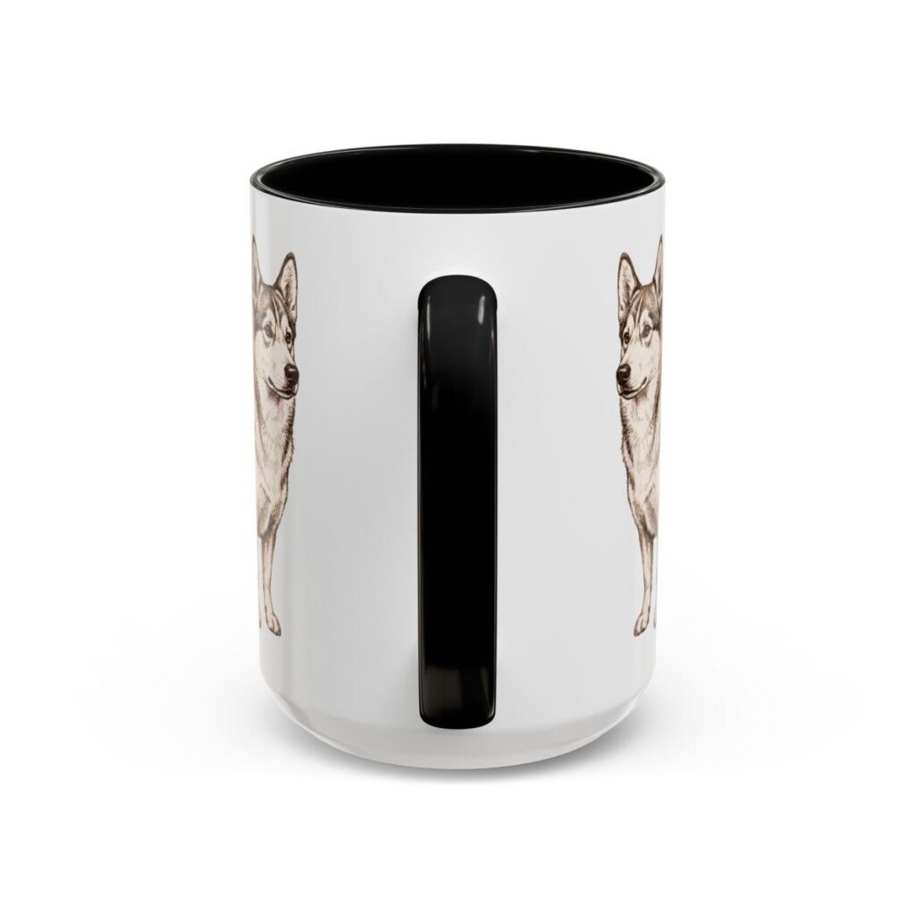 15oz Funny Horgi Mug, Black, back view